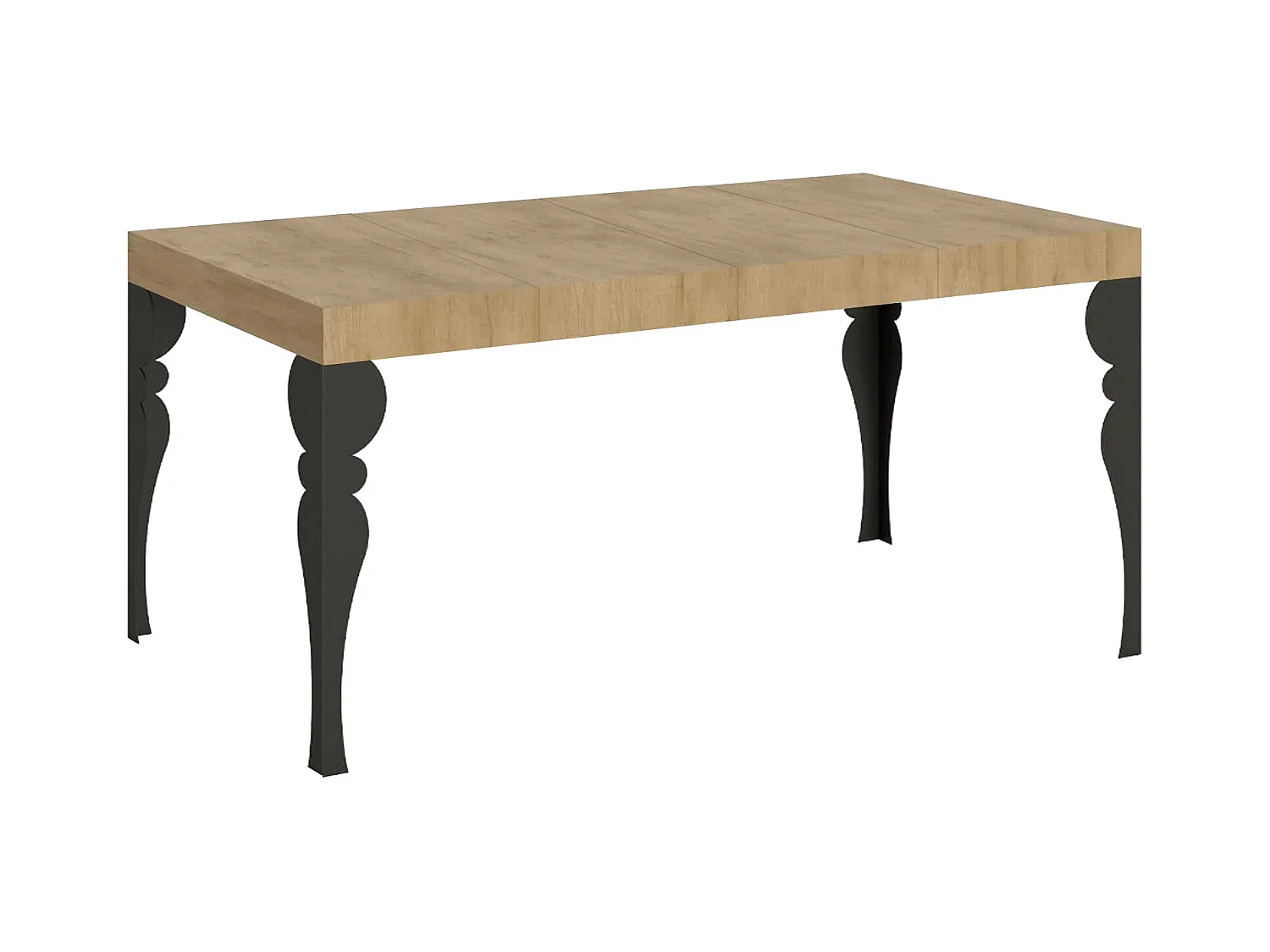 Paxon Premium uitschuifbare tafel 120/380x90 cm natuurlijk eiken met antraciet poten