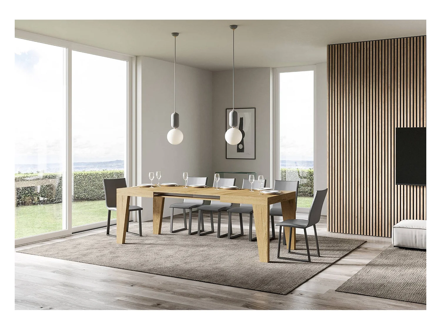 Table extensible 120/380x90 cm Naxy chêne naturel