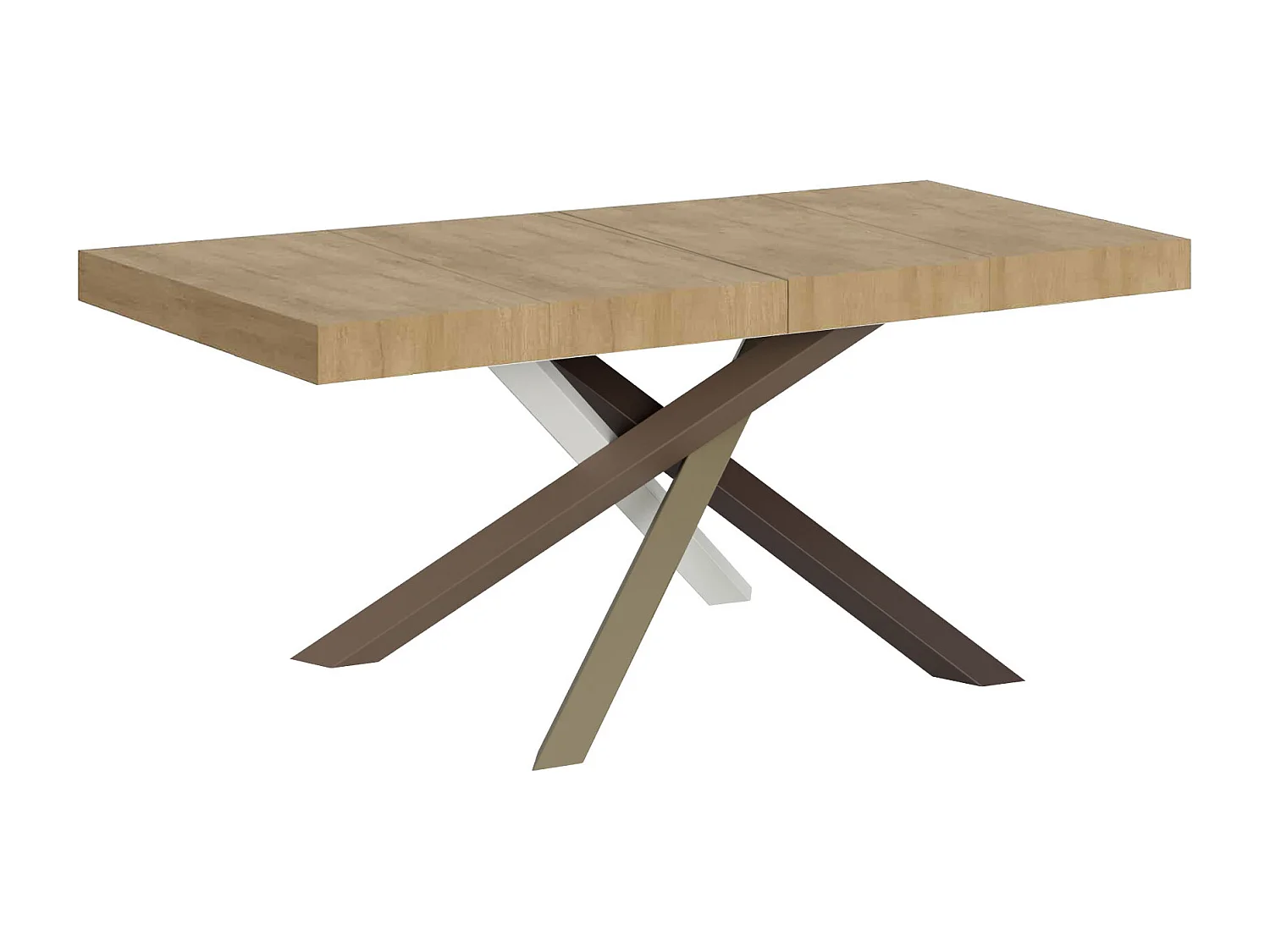 Table extensible 120/380x90 cm Volantis Premium chêne naturel pieds multicolores 4/C