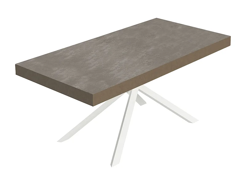 Niket taubengrauer ausziehbarer Tisch 180/440x90 cm mit weißen Beinen