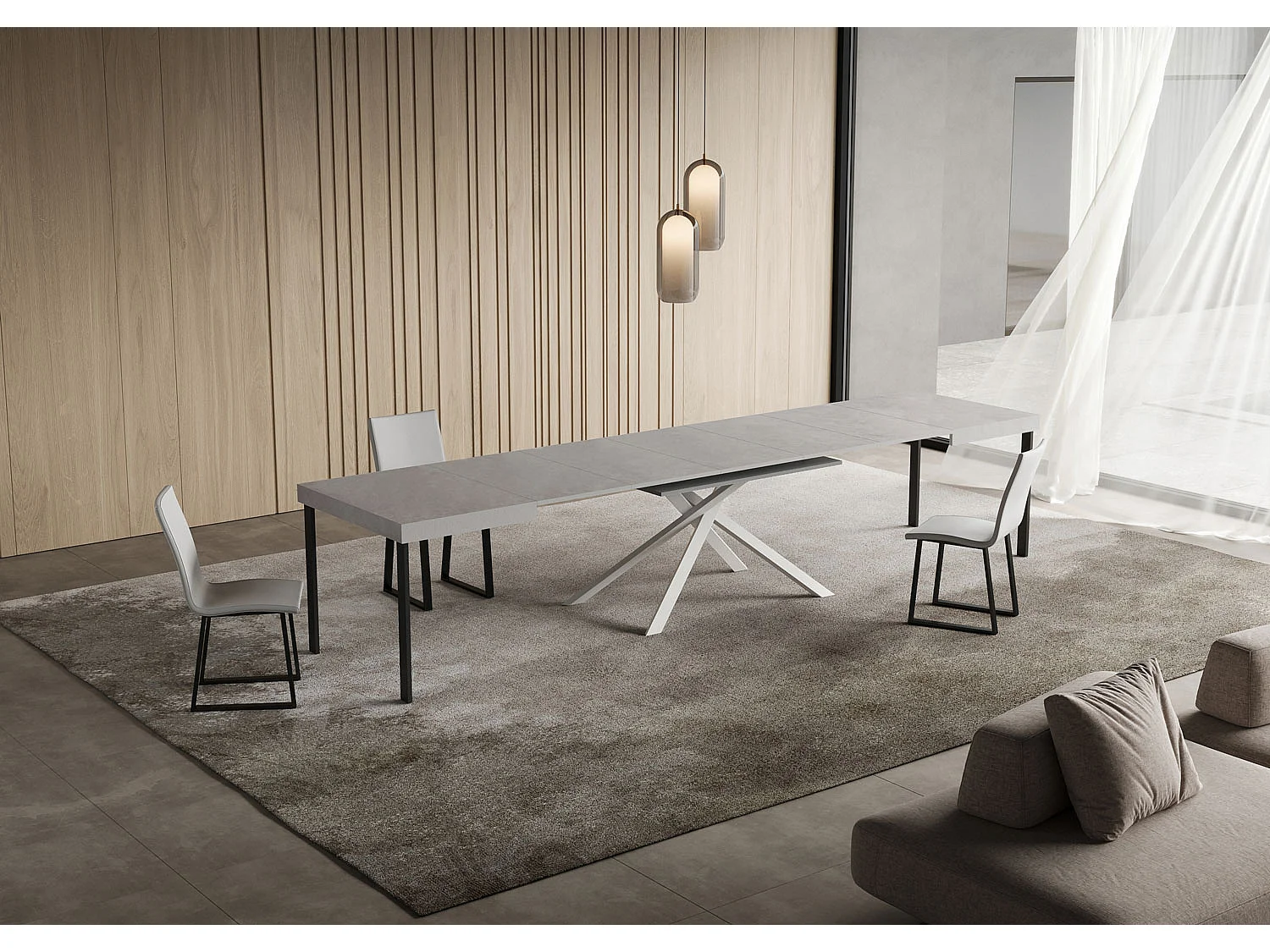 Table extensible Niket en cachemire 120/224x90 cm avec pieds blancs