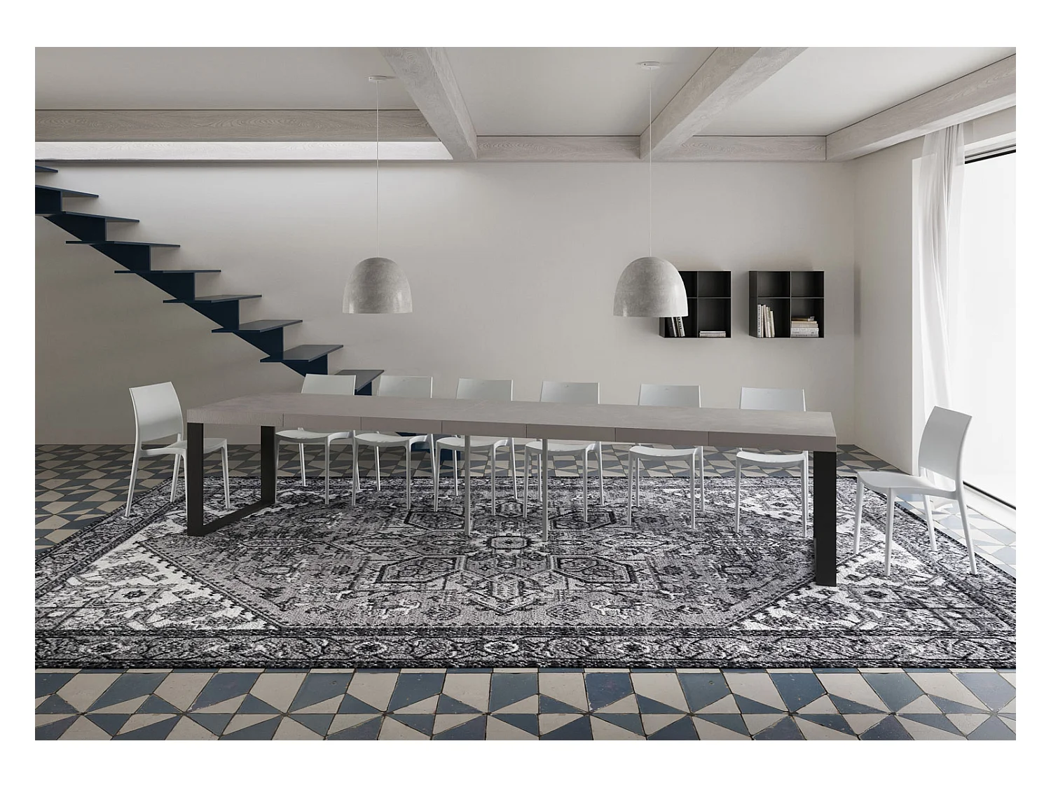 Ausziehtisch 120/380x90 cm Tecno Premium Kaschmir Beine anthrazit