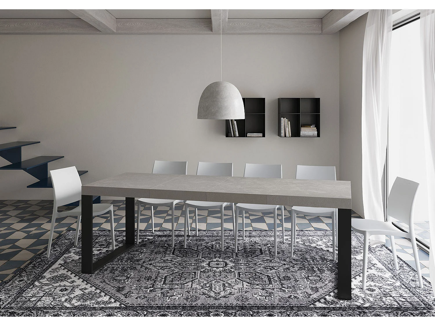 Mesa extensible 120/380x90 cm Tecno Premium patas antracita cachemir