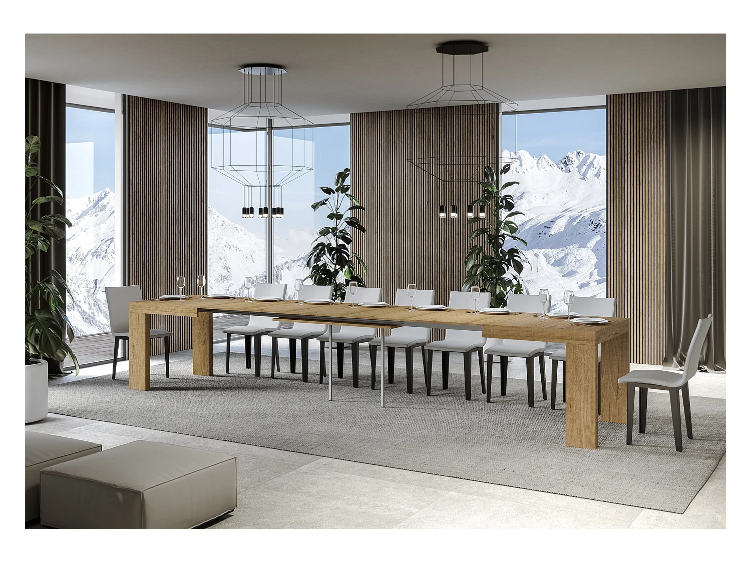 Tavolo allungabile 120/380x90 cm Roxell quercia natura