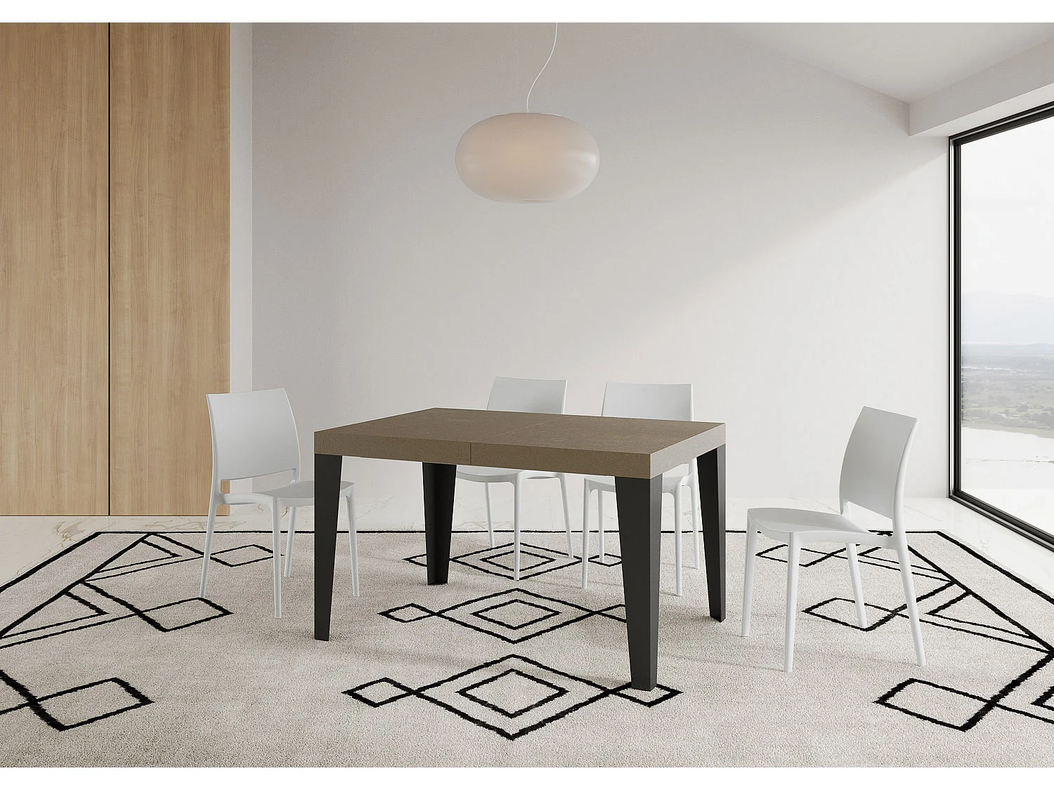 Flame Premium 120/380x90 cm extendable table in dove grey with anthracite legs