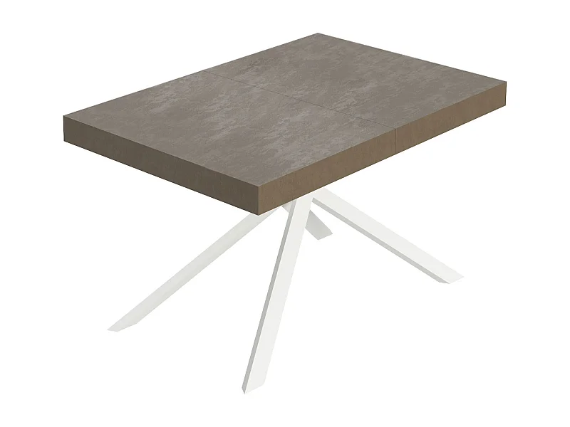 Tavolo allungabile 140/244x90 cm Niket tortora gambe bianche