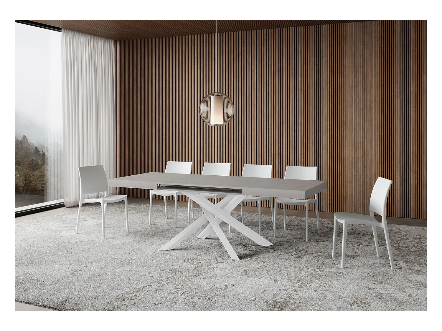 Volantis Cashmere Ausziehtisch 120/224x90 cm mit weißen Beinen