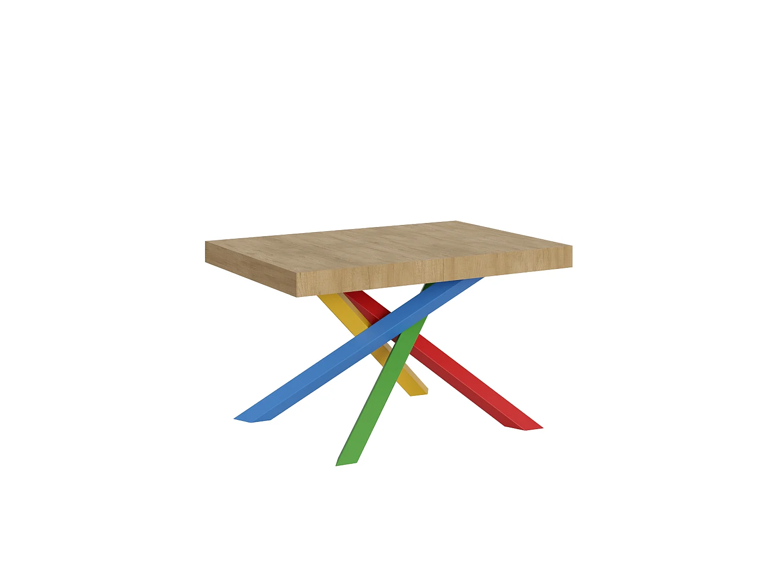 Udtræksbord 120/380x90 cm Volantis natureg flerfarvede ben 4/B