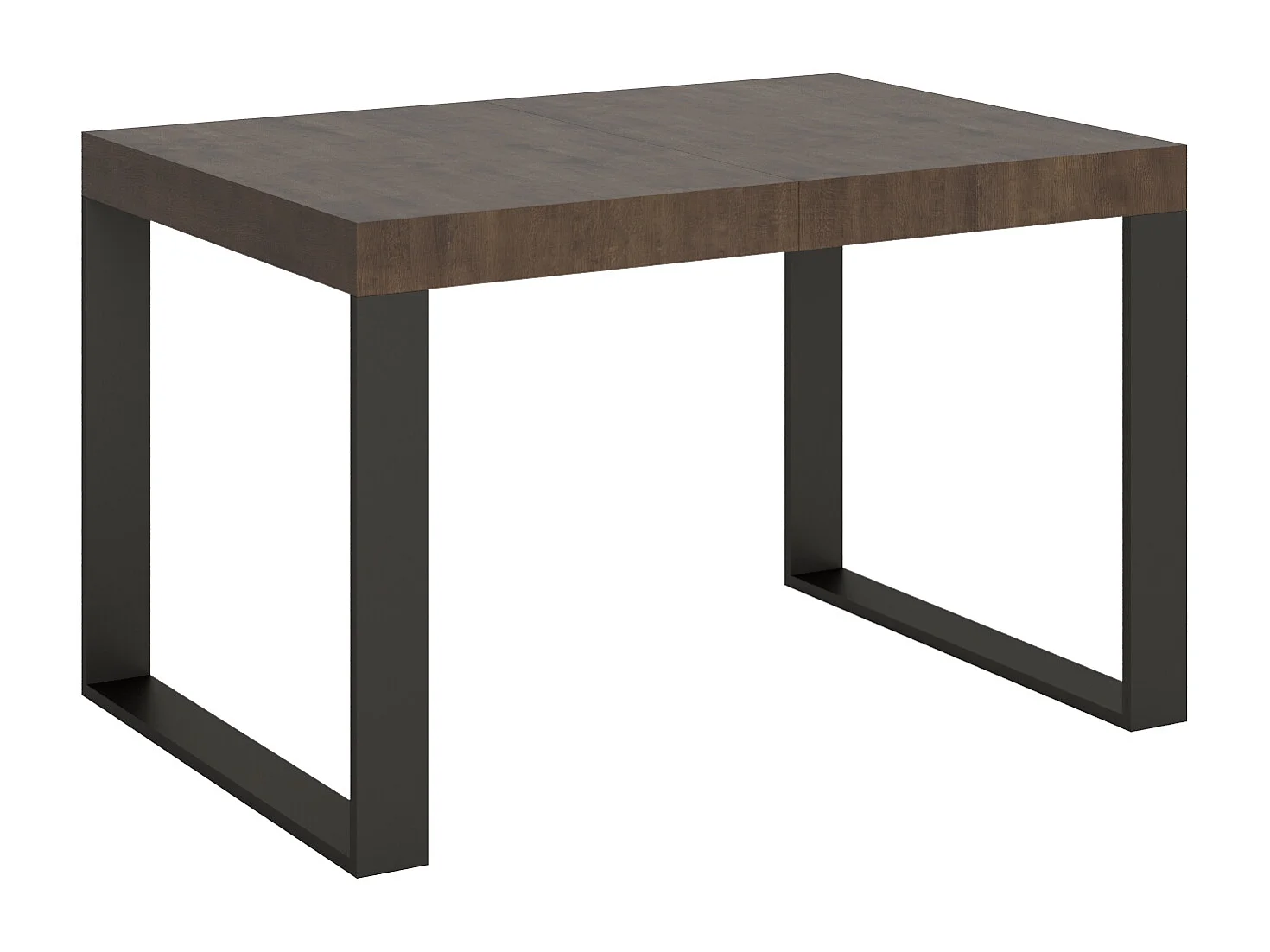 Table extensible 120/380x90 cm Tecno Premium en noyer avec pieds anthracite