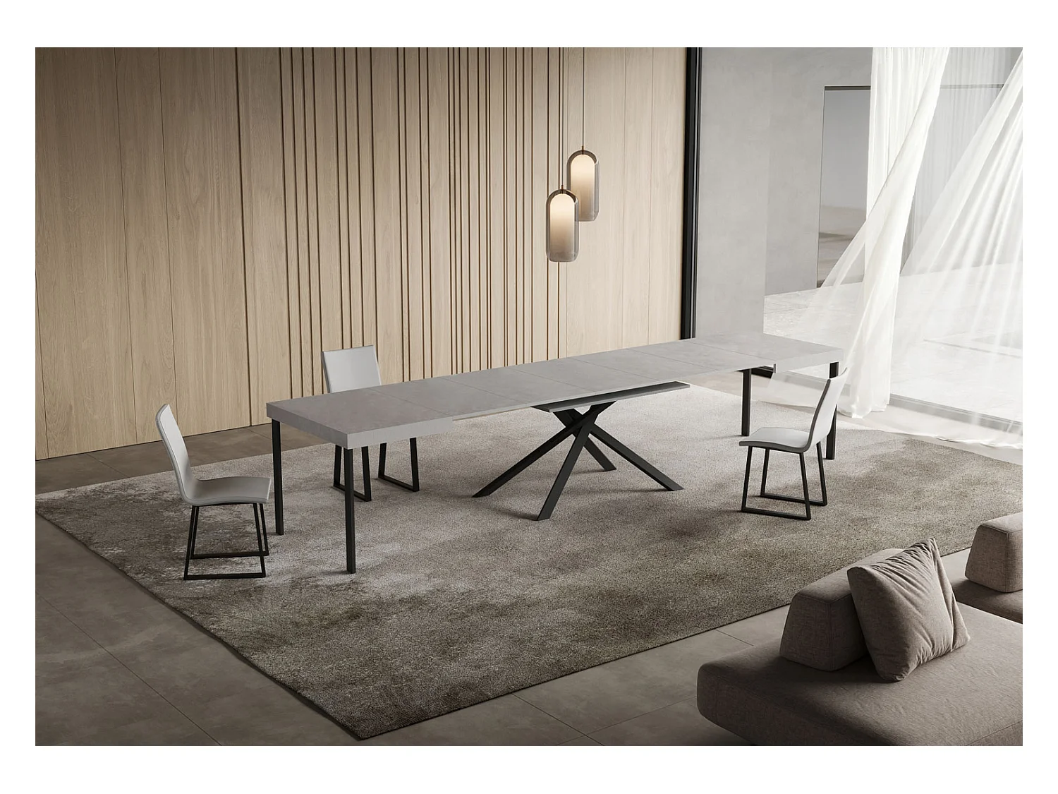 Tavolo allungabile 140/400x90 cm Niket cashmere gambe antracite