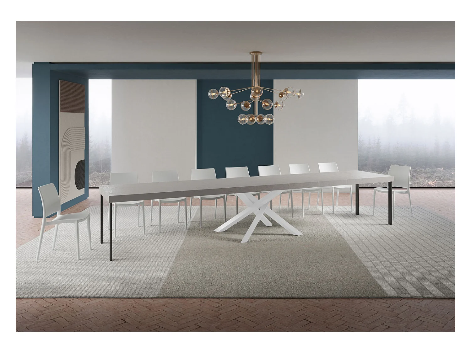 Ausziehtisch 200/460x90 cm Volantis Premium Kaschmir weiße Beine