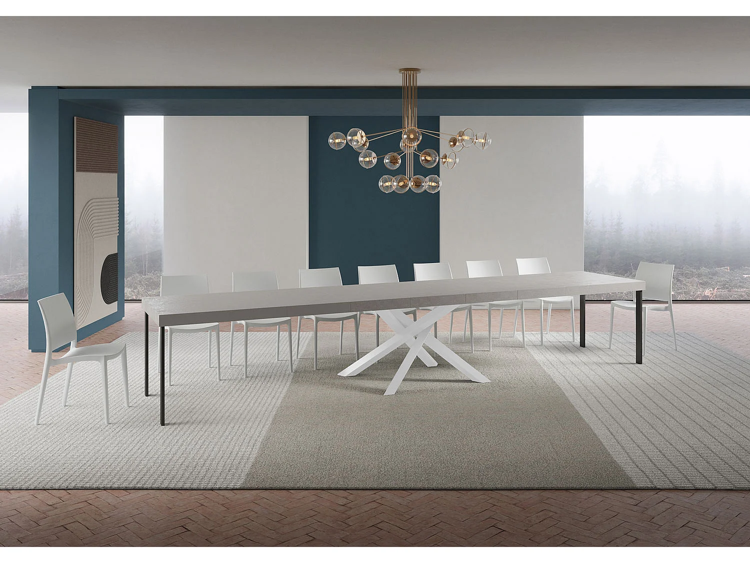 Ausziehtisch 200/460x90 cm Volantis Premium Kaschmir weiße Beine