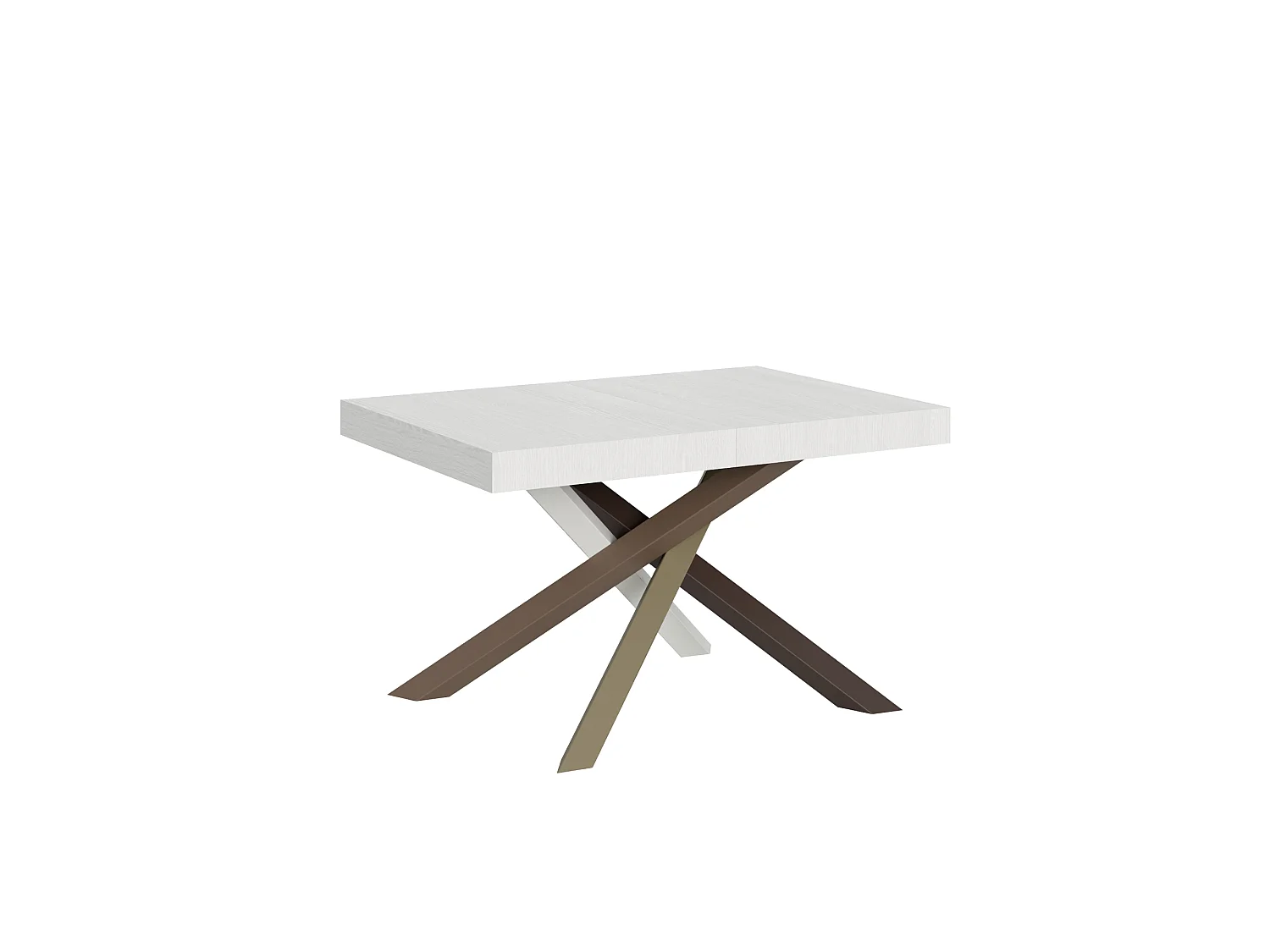 Table extensible 120/380x90 cm Volantis frêne blanc pieds multicolores 4/C
