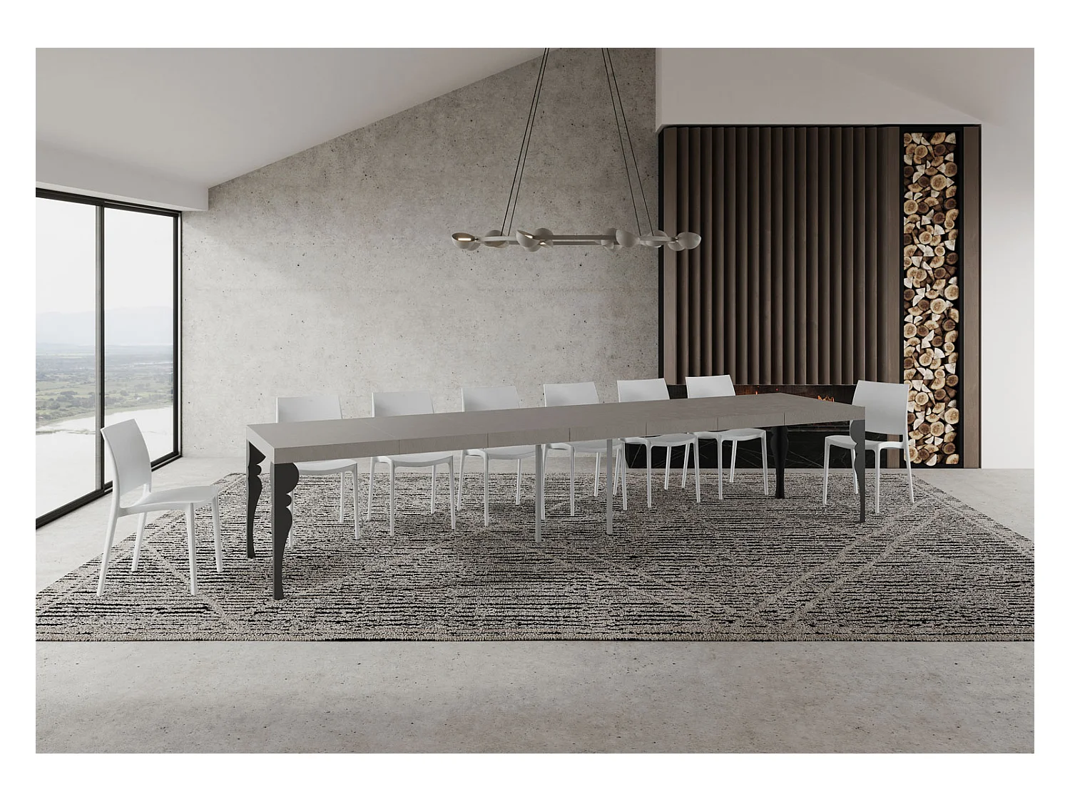 Paxon Premium Cashmere Ausziehtisch 120/380x90 cm mit anthrazitfarbenen Beinen