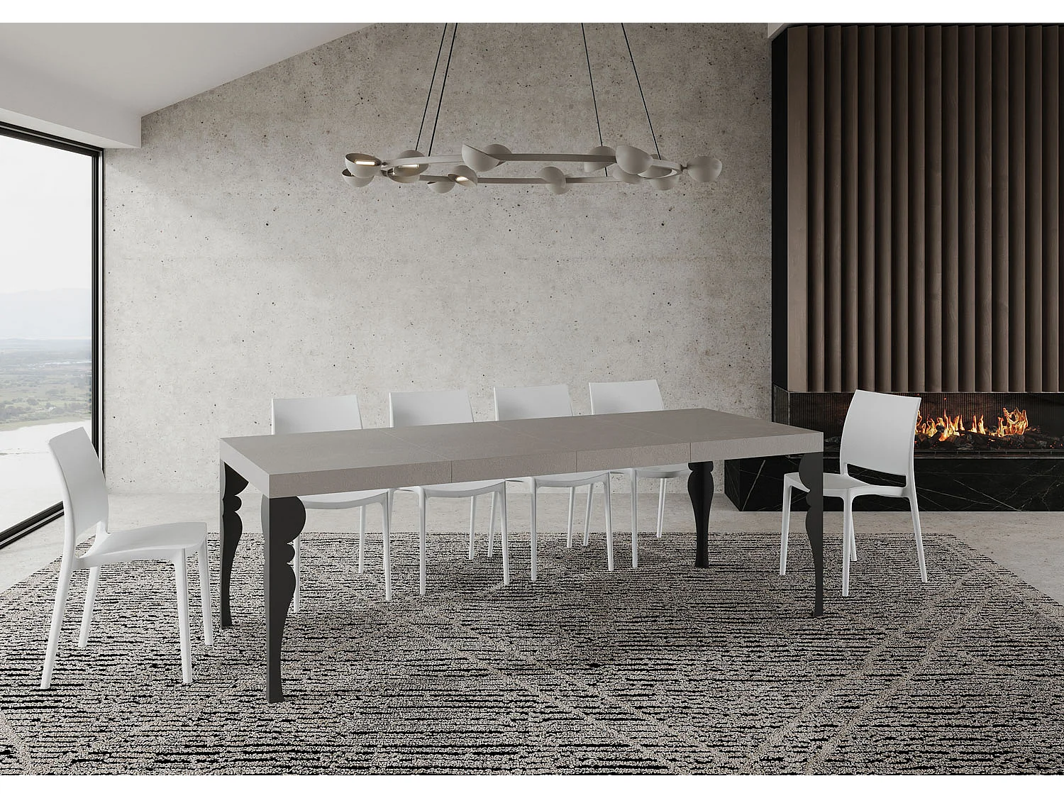 Table extensible Paxon Premium Cashmere 120/380x90 cm avec pieds anthracite