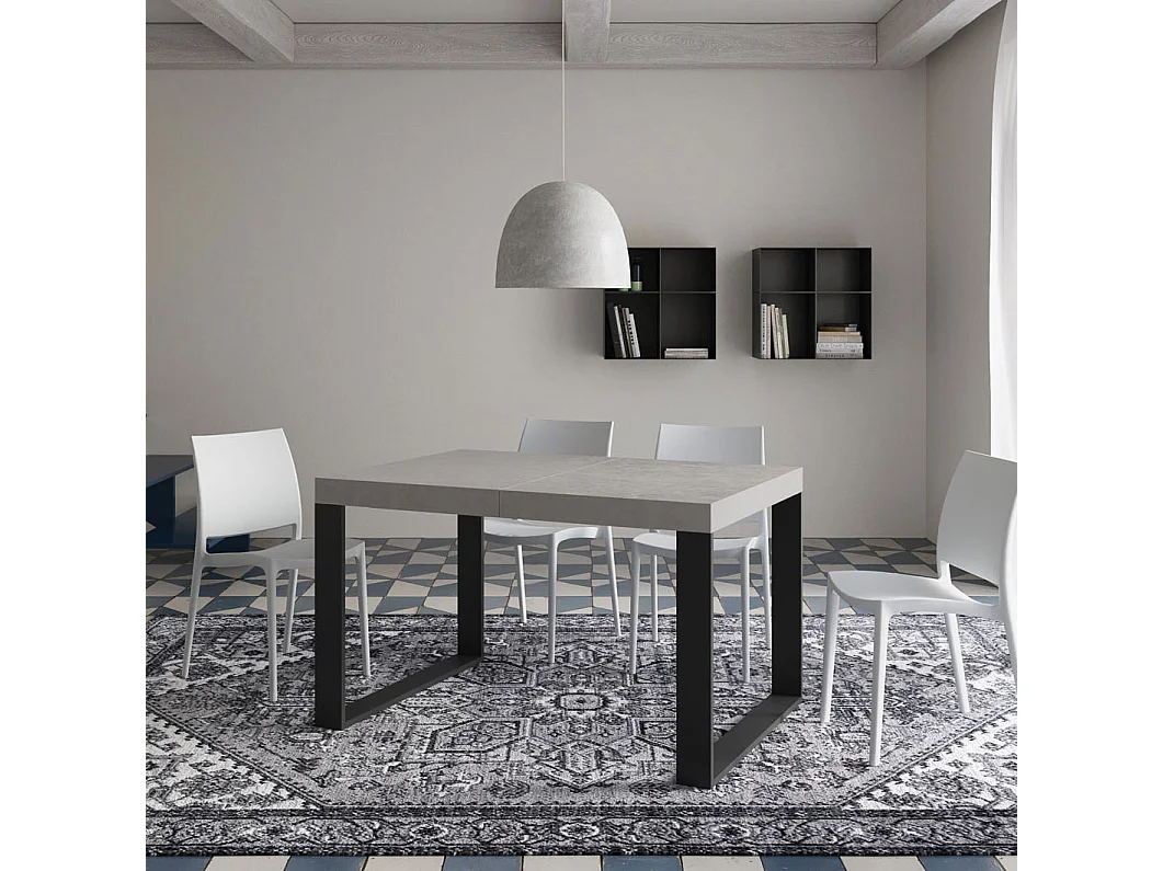 Ausziehtisch 120/380x90 cm Tecno Kaschmir anthrazit Beine