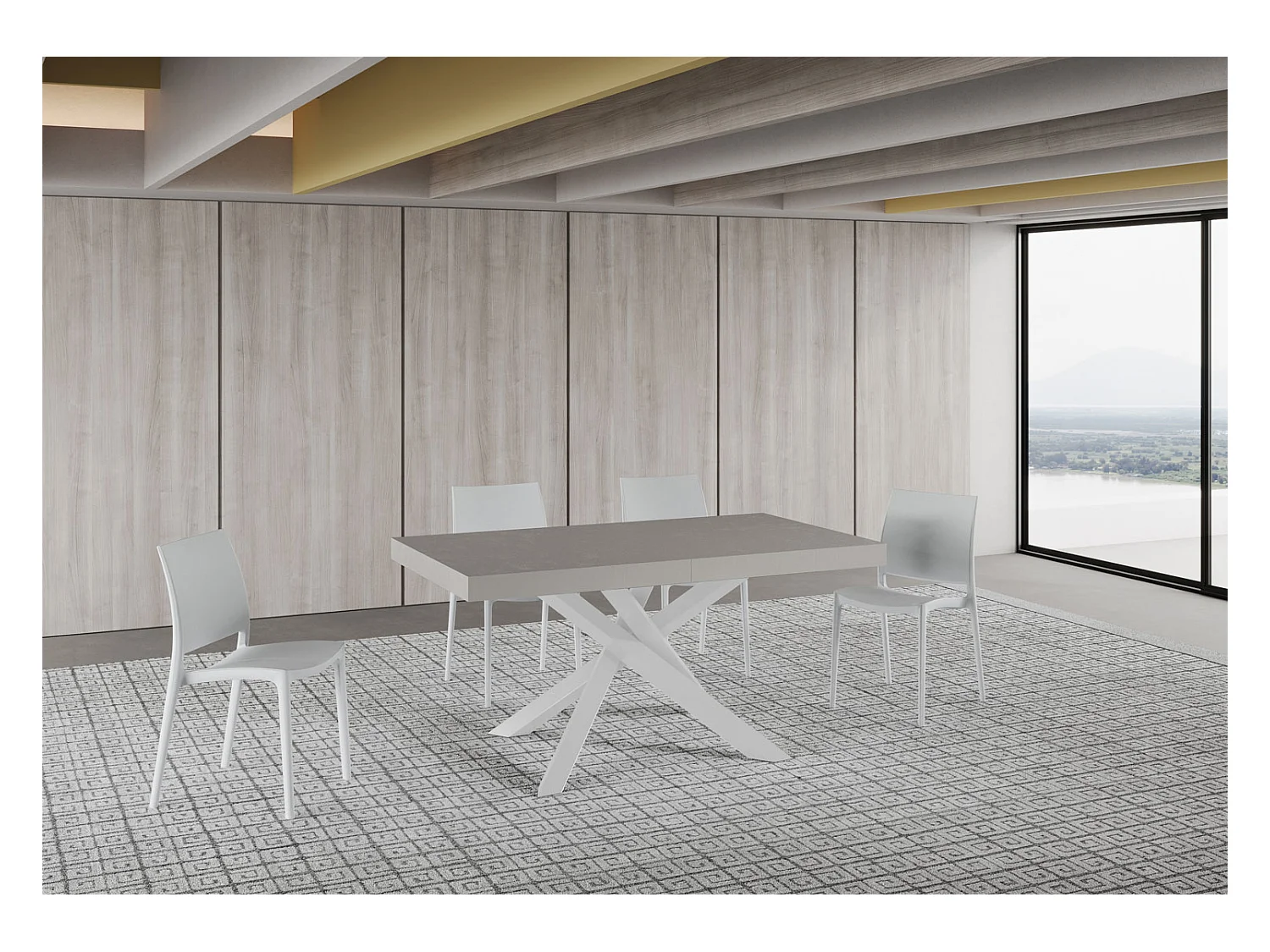 Volantis Cashmere Ausziehtisch 160/264x90 cm mit weißen Beinen