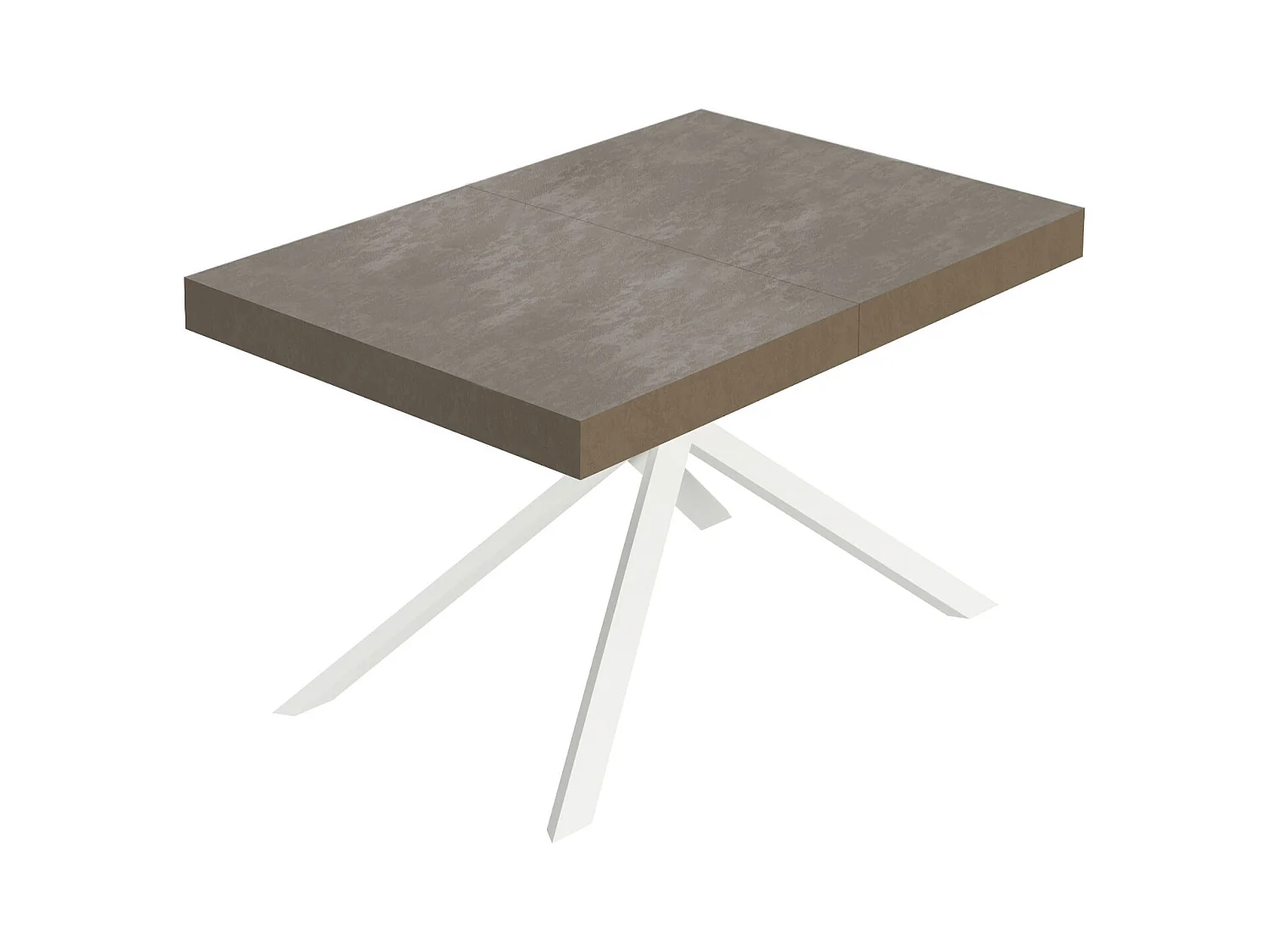 Table extensible Niket gris tourterelle 140/400x90 cm avec pieds blancs