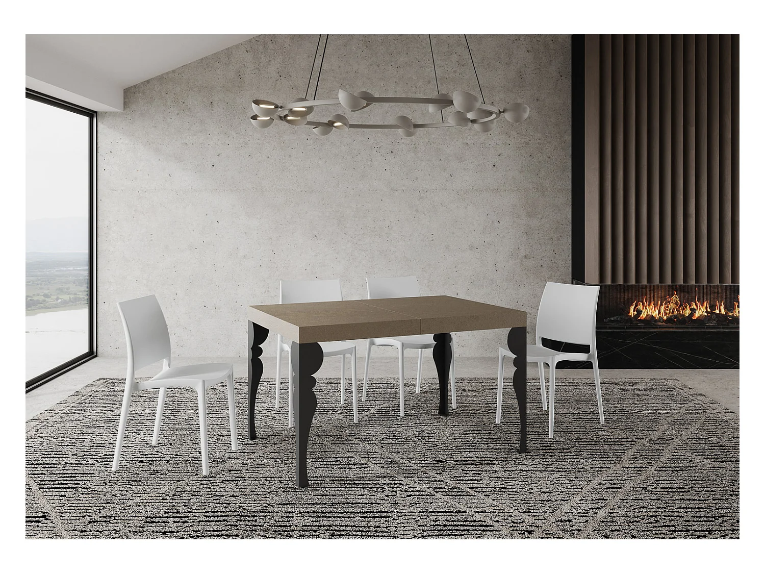 Tavolo allungabile 120/380x90 cm Paxon Premium tortora gambe antracite