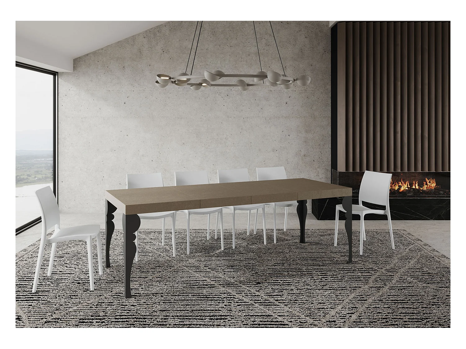 Tavolo allungabile 120/380x90 cm Paxon Premium tortora gambe antracite