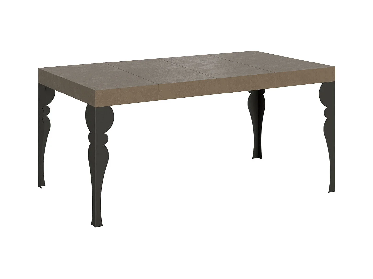 Table extensible Paxon Premium 120/380x90 cm gris tourterelle avec pieds anthracite
