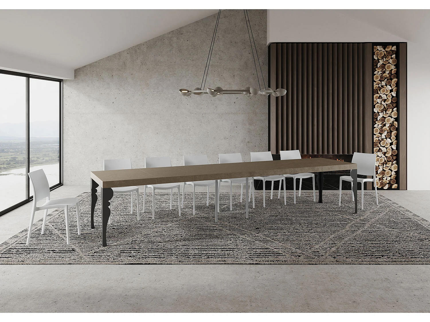Paxon Premium 120/380x90 cm uitschuifbare tafel in duifgrijs met antraciet poten