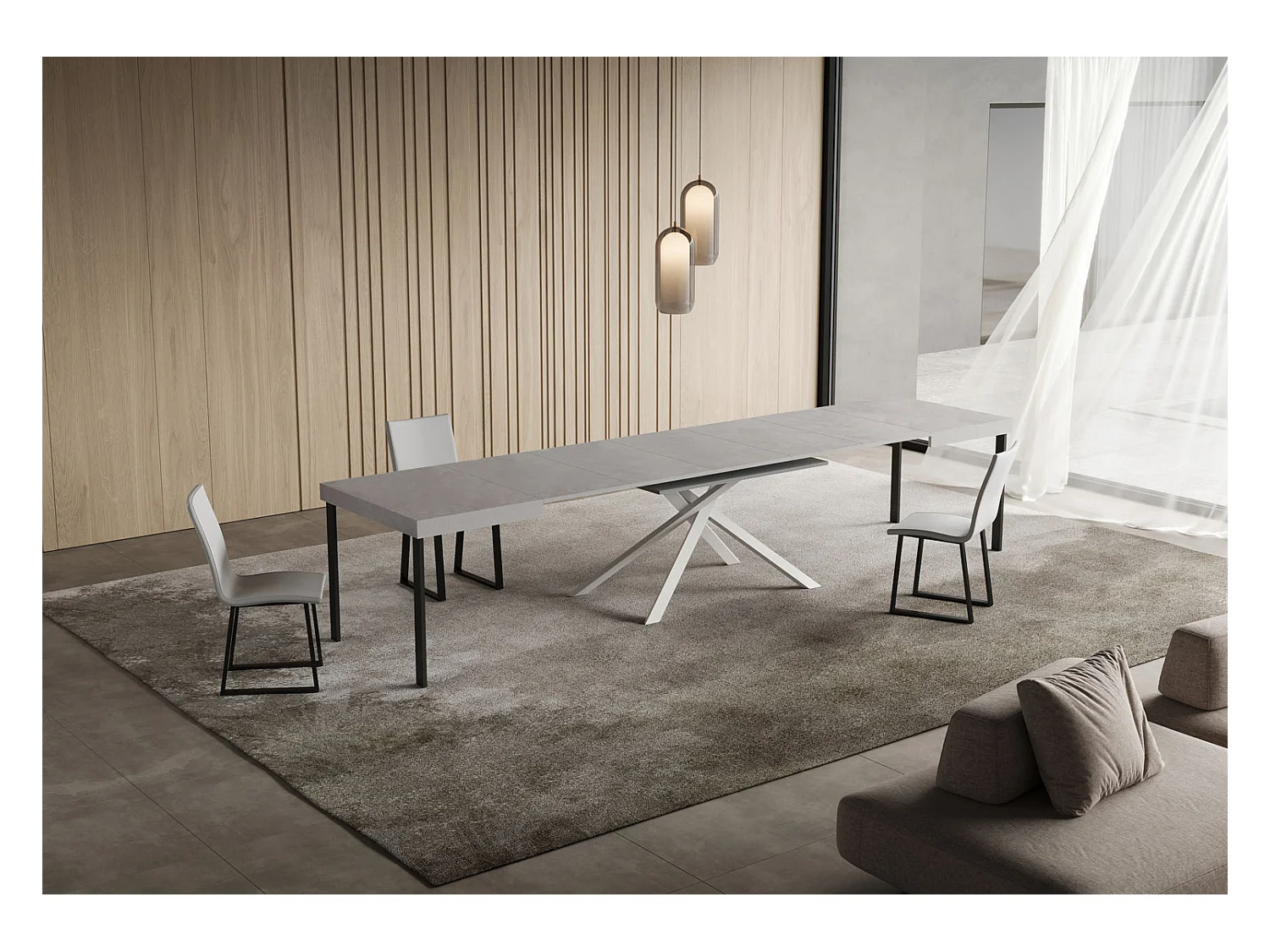 Stół rozkładany Niket Cashmere 140/224x80cm z białymi nogami