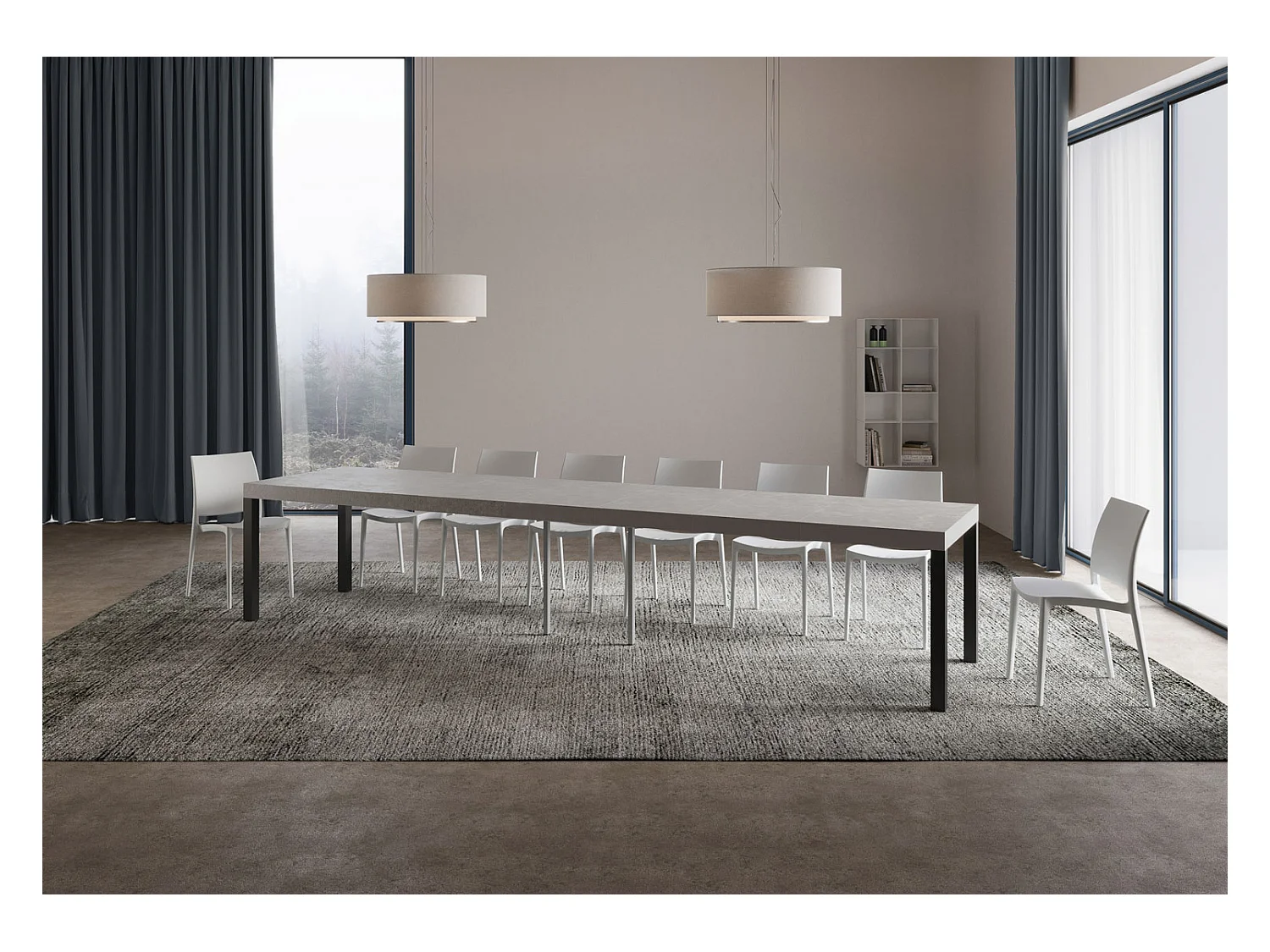 Table extensible 120/380x90 cm Everyday Premium pieds cachemire anthracite