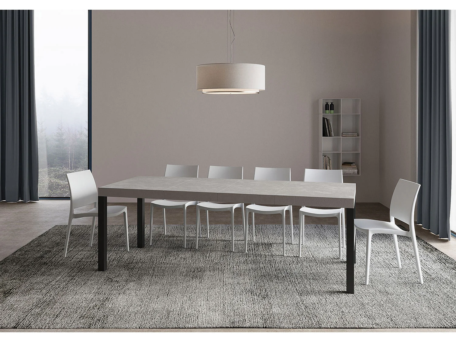 Table extensible 120/380x90 cm Everyday Premium pieds cachemire anthracite