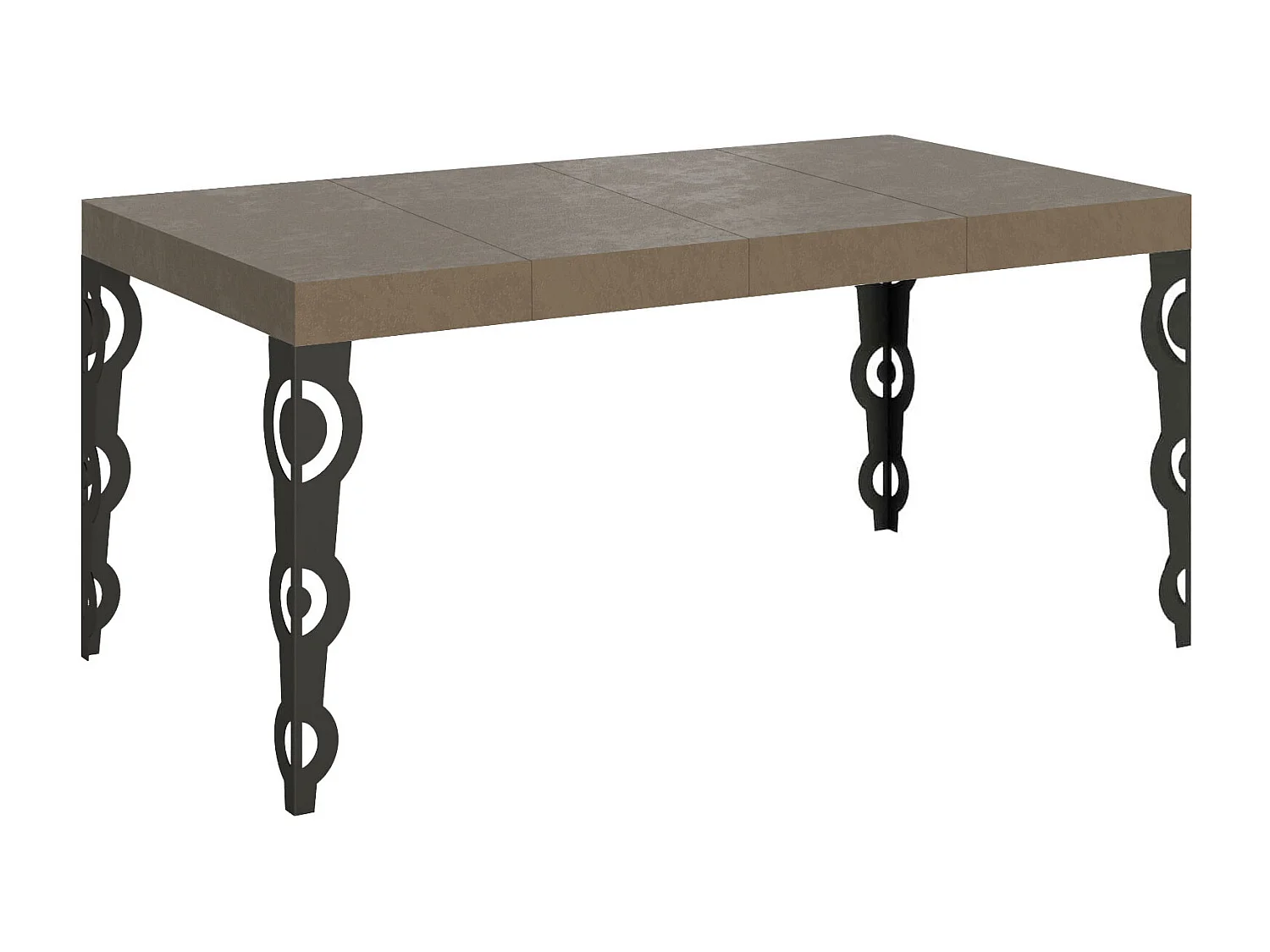 Mesa extensible Karamay Premium 120/380x90 cm en gris tórtola con patas antracita