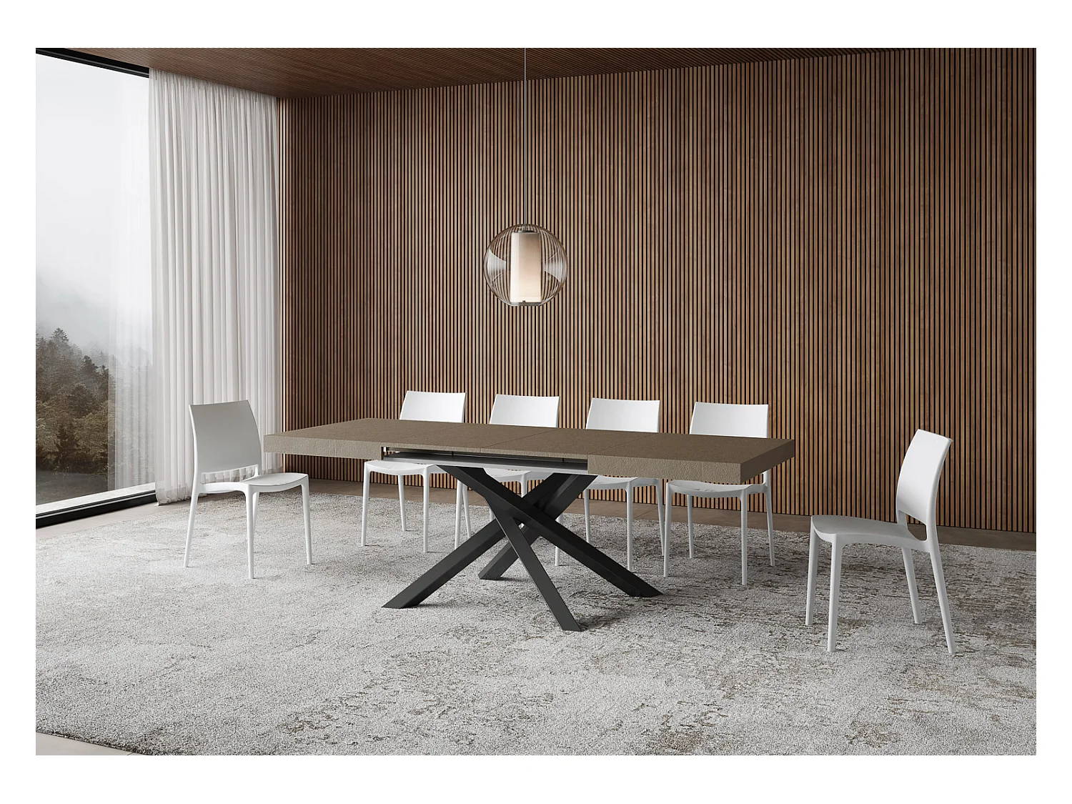 Stół rozkładany Volantis w kolorze gołębiej szarości 120/380x90 cm z nogami w kolorze antracytowym