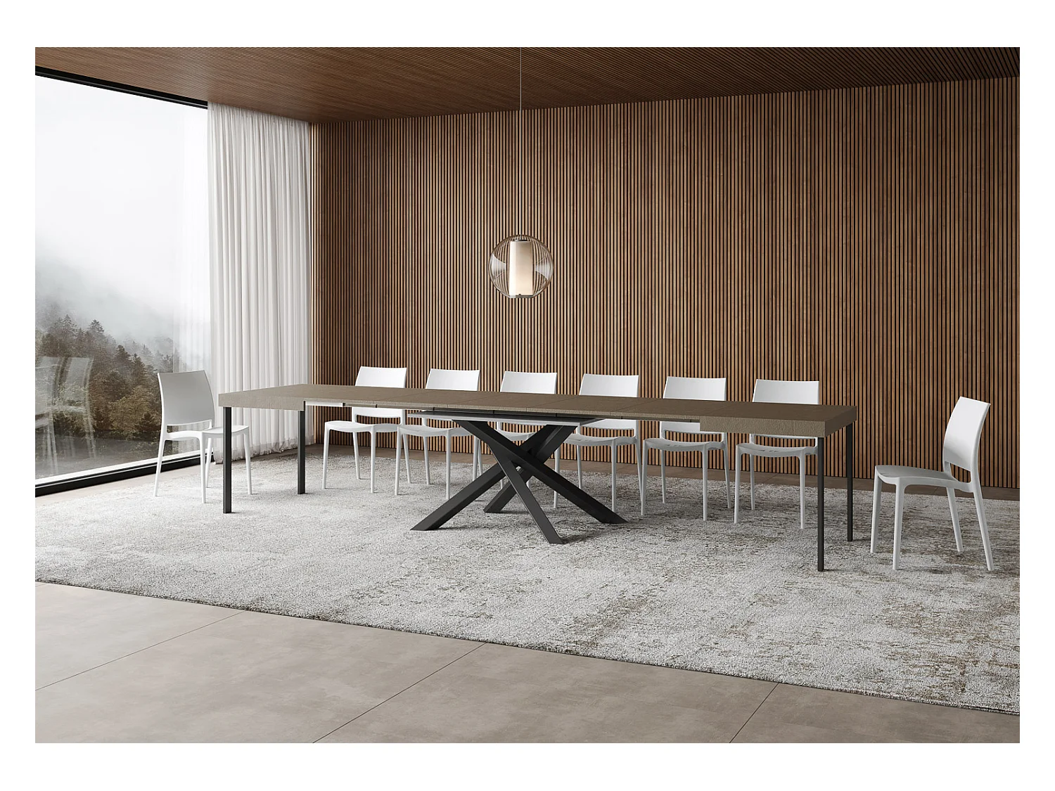 Stół rozkładany Volantis w kolorze gołębiej szarości 120/380x90 cm z nogami w kolorze antracytowym