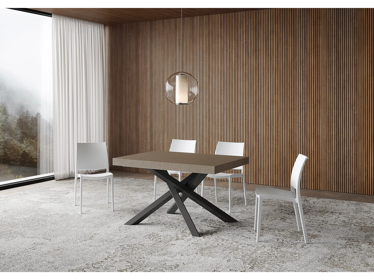 Volantis duegråt udtræksbord 120/380x90 cm med antracitgrå ben
