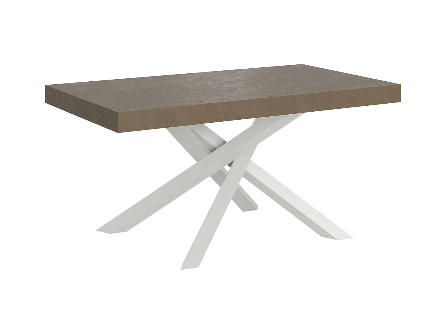 Table extensible Volantis gris tourterelle 160/420x90 cm avec pieds blancs