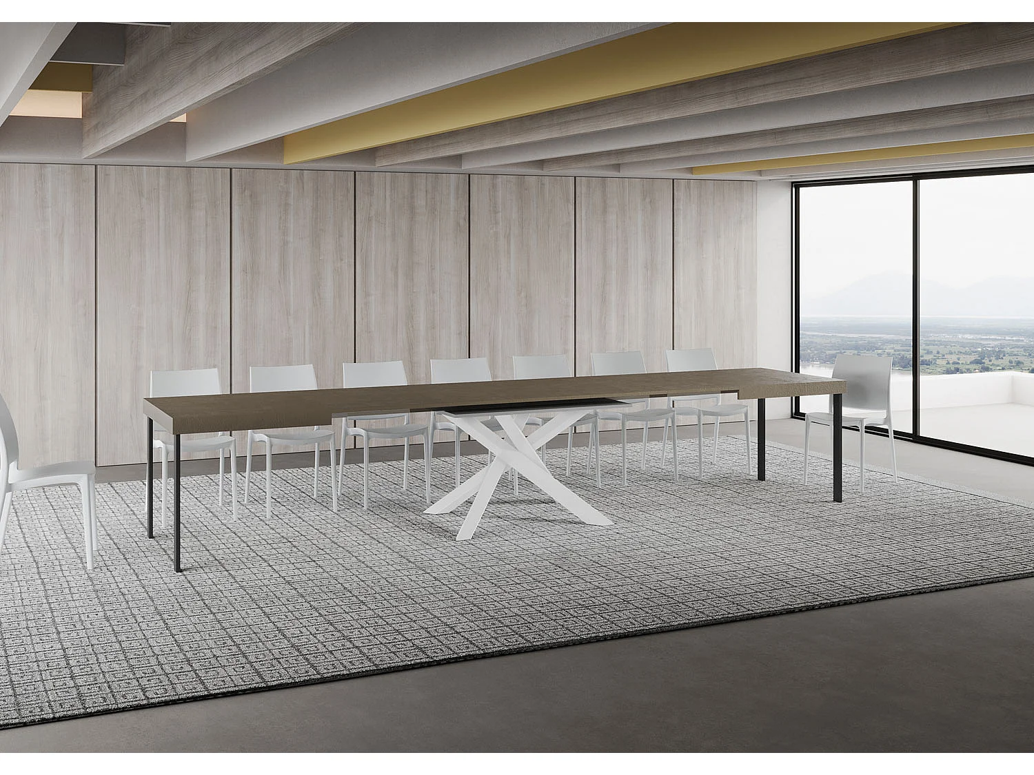 Volantis dove grey extendable table 160/420x90 cm with white legs