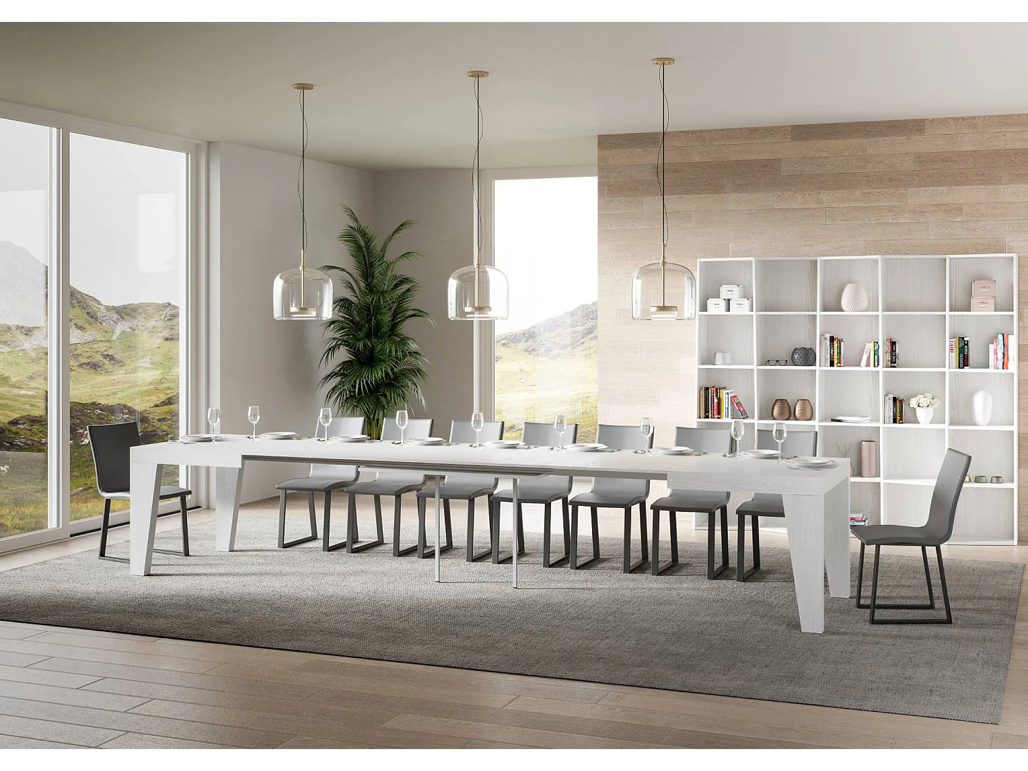 Table extensible 120/380x90 cm Naxy frêne blanc