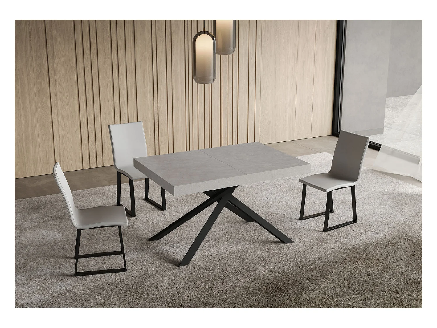 Niket Cashmere Ausziehtisch 120/380x90 cm mit anthrazitfarbenen Beinen