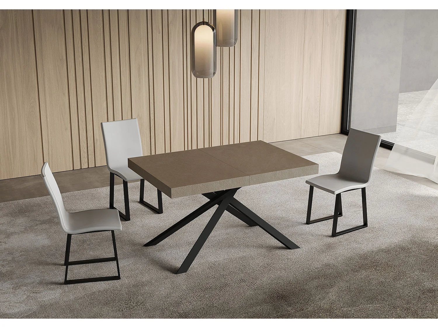 Tavolo allungabile 140/224x80cm Niket tortora gambe antracite