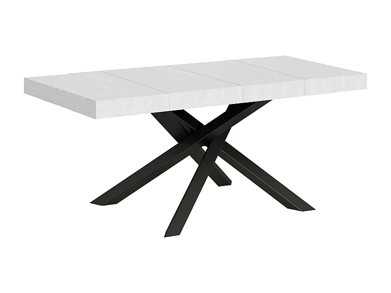 Mesa extensible Volantis Premium 120/380x90 cm fresno blanco patas antracita