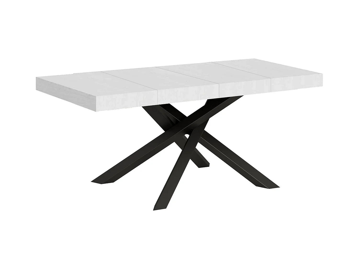 Table extensible Volantis Premium 120/380x90 cm frêne blanc pieds anthracite