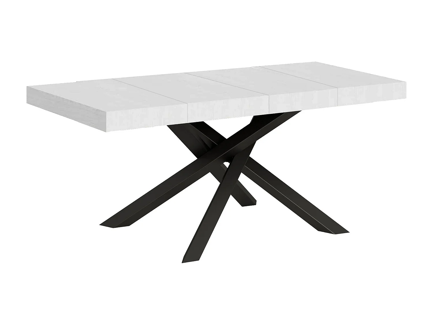 Table extensible Volantis Premium 120/380x90 cm frêne blanc pieds anthracite