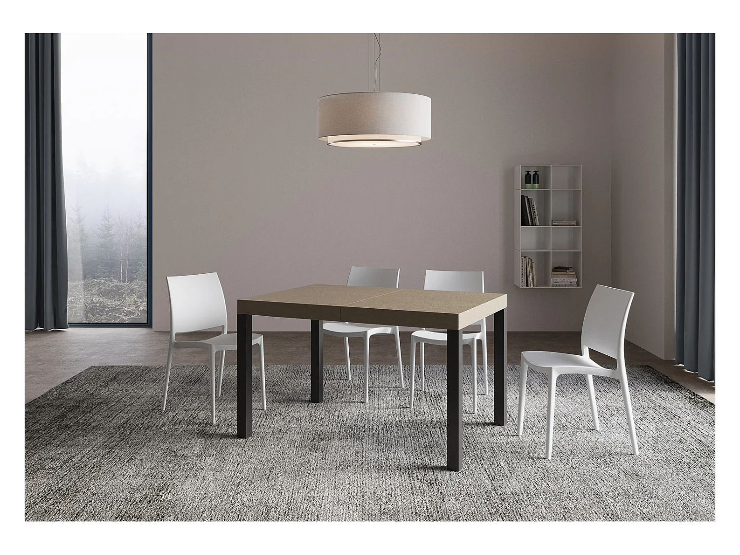 Stół rozkładany Everyday 120/380x90 cm, gołębia szarość, nogi antracytowe