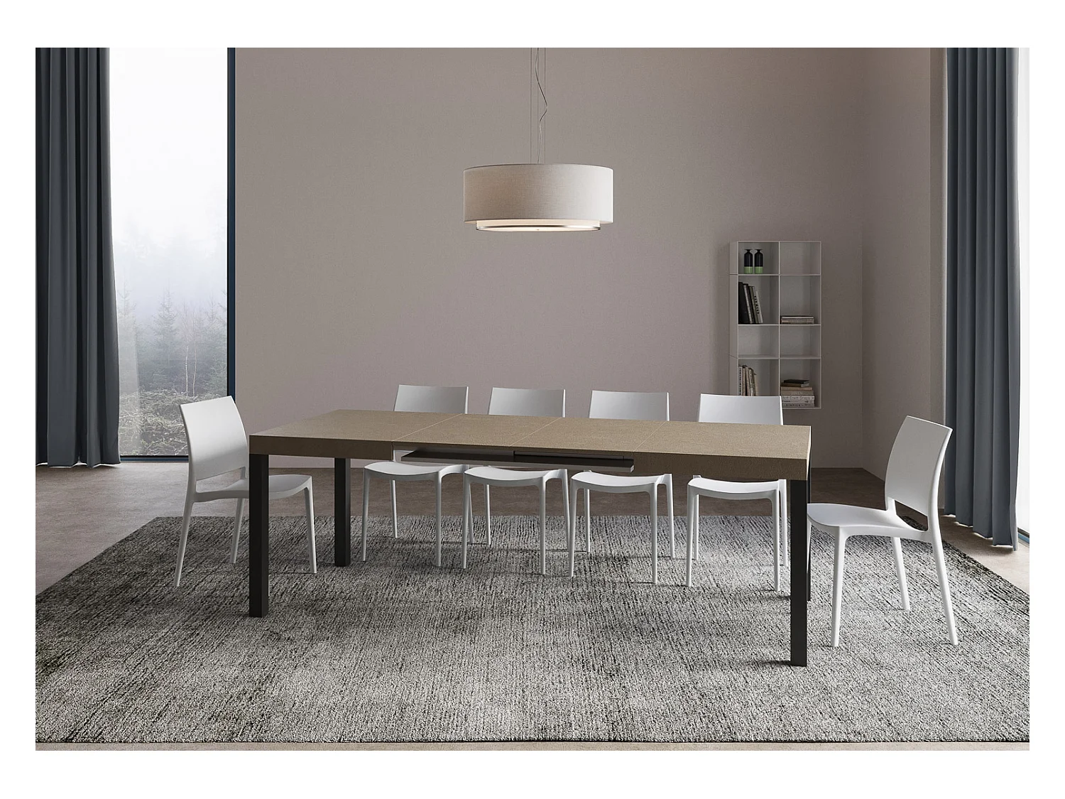 Stół rozkładany Everyday 120/380x90 cm, gołębia szarość, nogi antracytowe