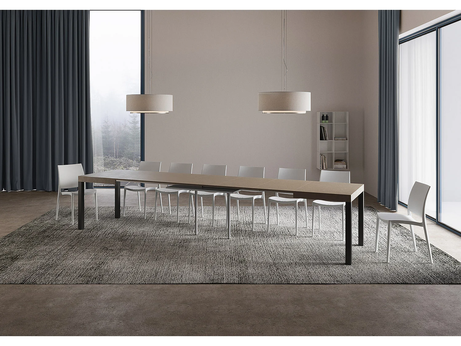 Everyday uitschuifbare tafel 120/380x90 cm duifgrijs met antraciet poten