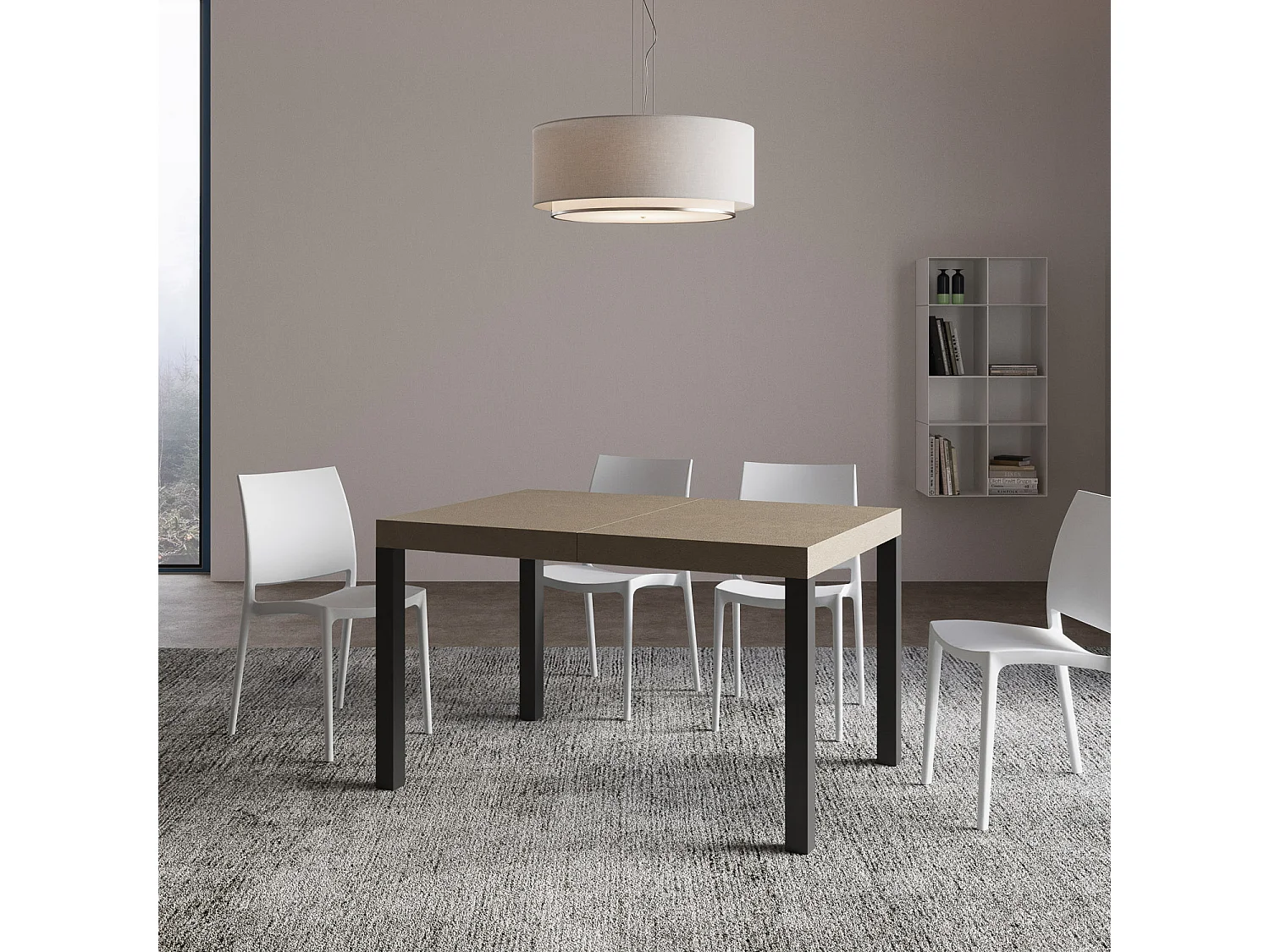 Udtræksbord til hverdagsbrug 120/380x90 cm duegrå med antracitben