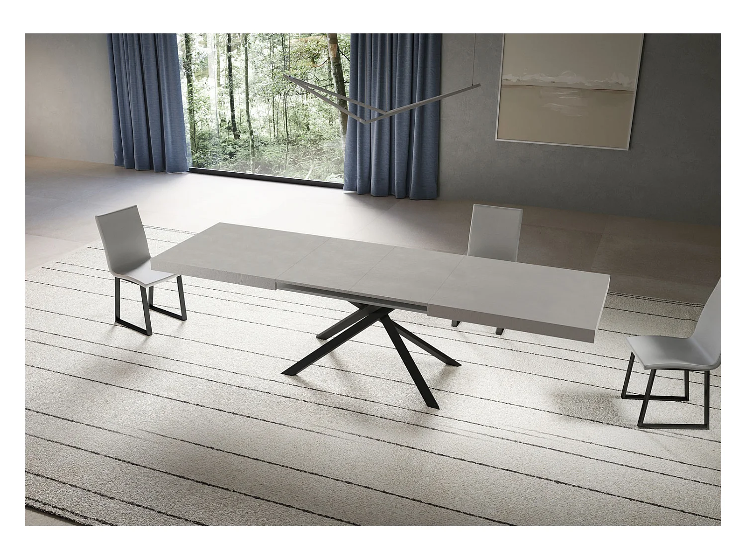 Niket Kaschmir Ausziehtisch 180/440x90 cm mit anthrazitfarbenen Beinen