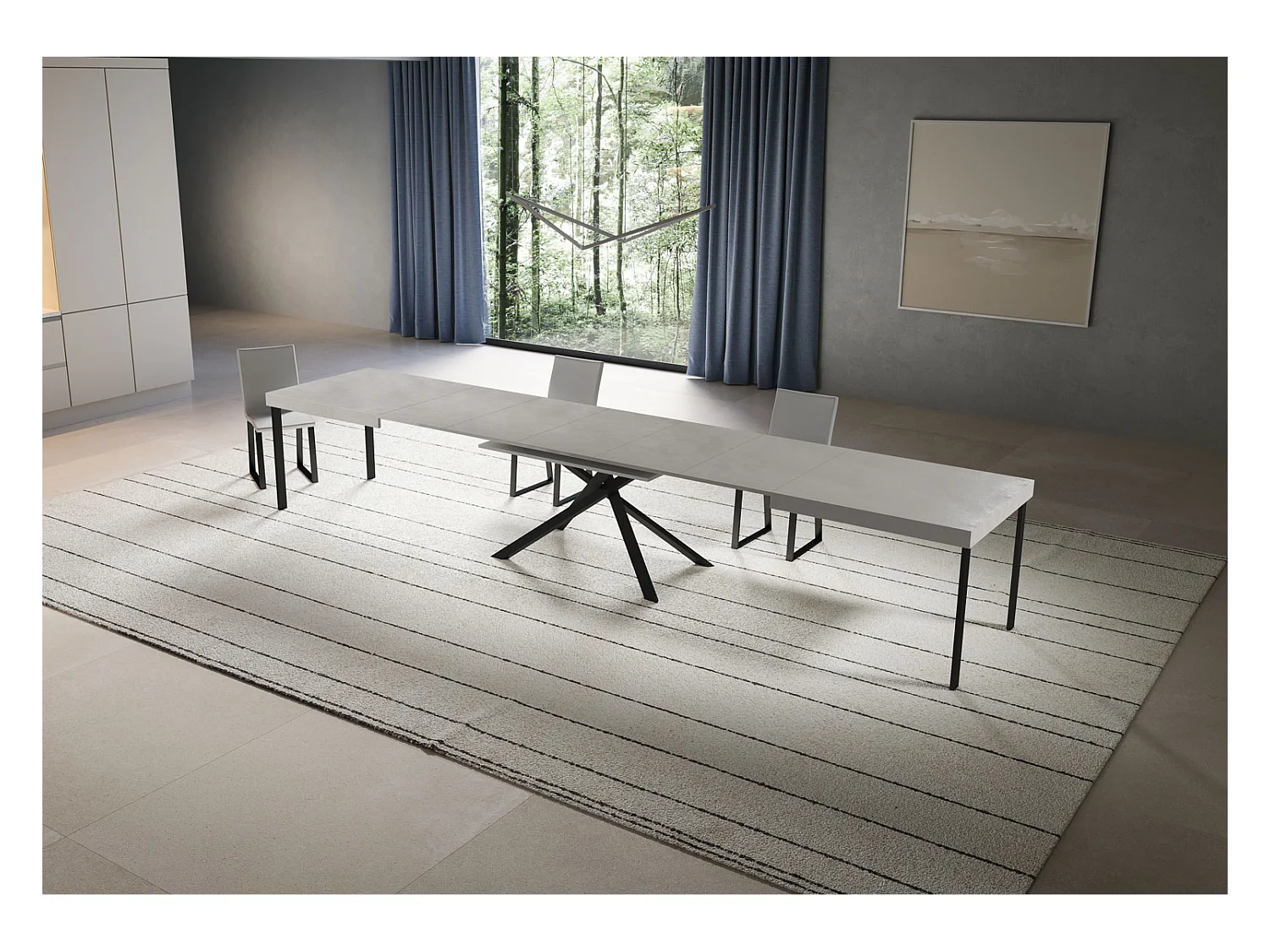 Niket Kaschmir Ausziehtisch 180/440x90 cm mit anthrazitfarbenen Beinen