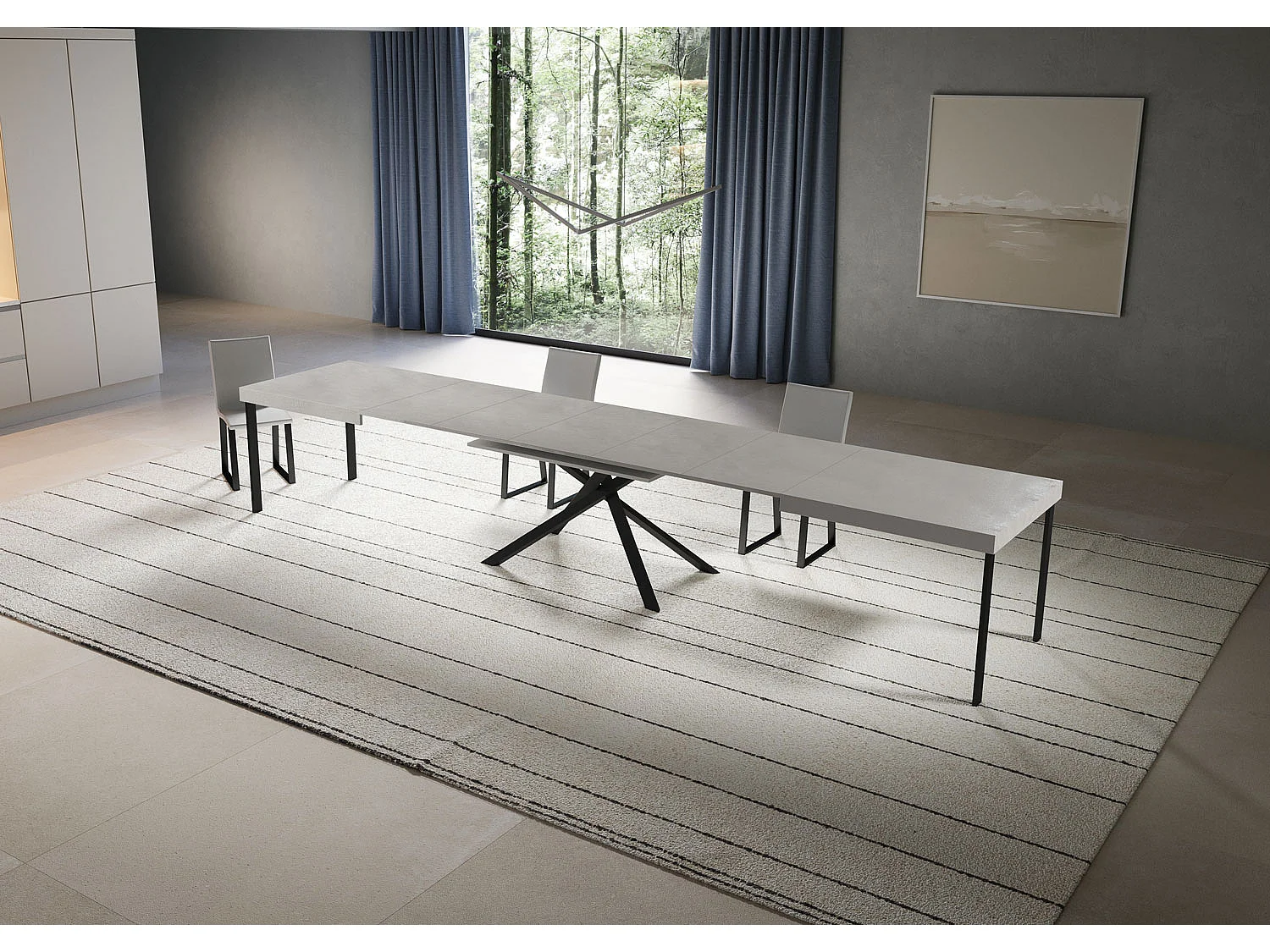 Niket Kaschmir Ausziehtisch 180/440x90 cm mit anthrazitfarbenen Beinen