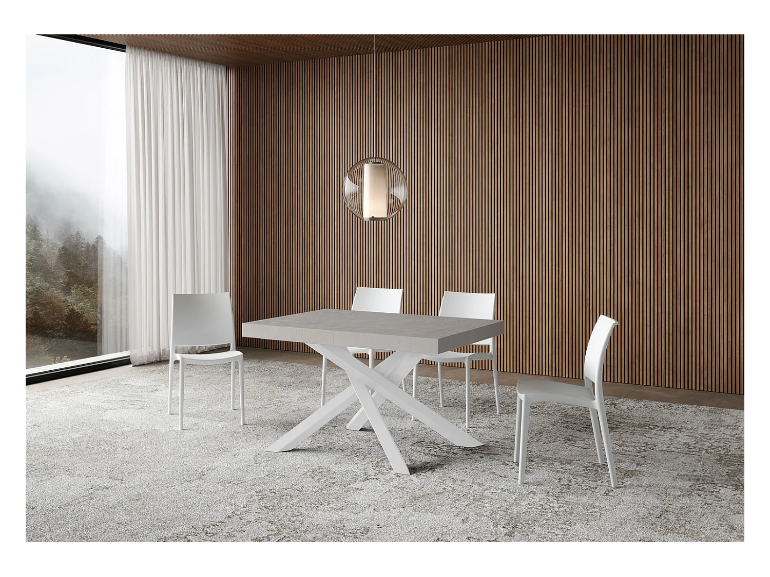 Volantis Premium Cashmere Uitschuifbare Tafel 120/224x90 cm met Witte Poten