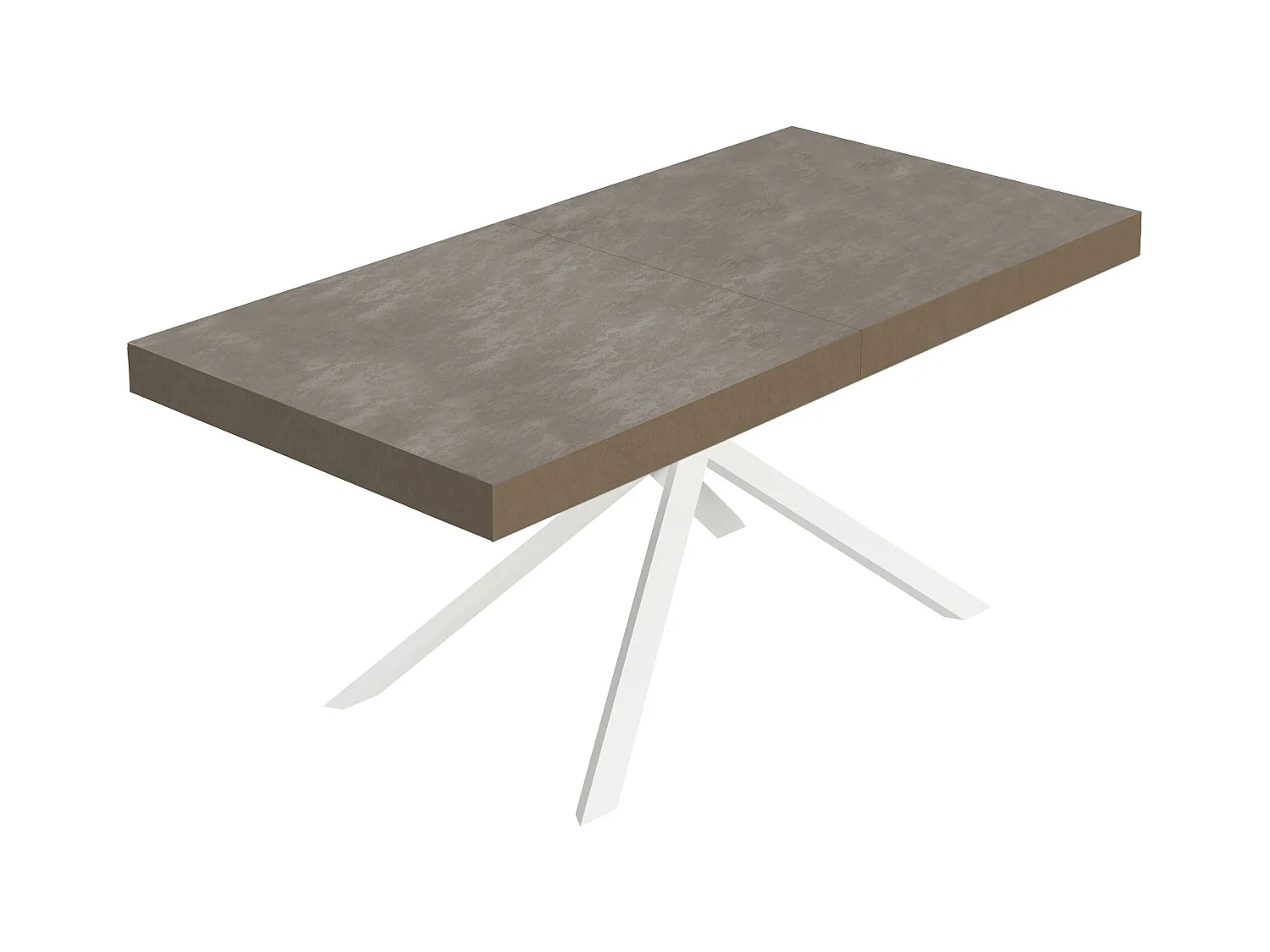Table extensible Niket gris tourterelle 200/304x90 cm avec pieds blancs